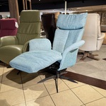 Relaxfauteuil, blauw stof, elektrisch verstelbaar